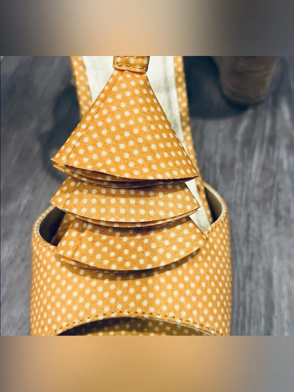 Seychelles Orange Polka Dot Ruffle Wedge Sandals